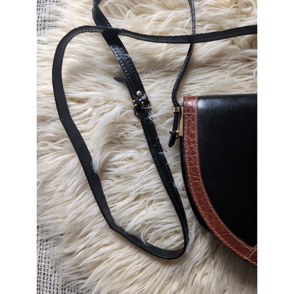 Gianni Firenze Small Mini Two-toned Black Crossbody Italian Leather Handbag Long - Picture 4 of 16